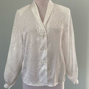 White-on-White Double Breasted Blouse